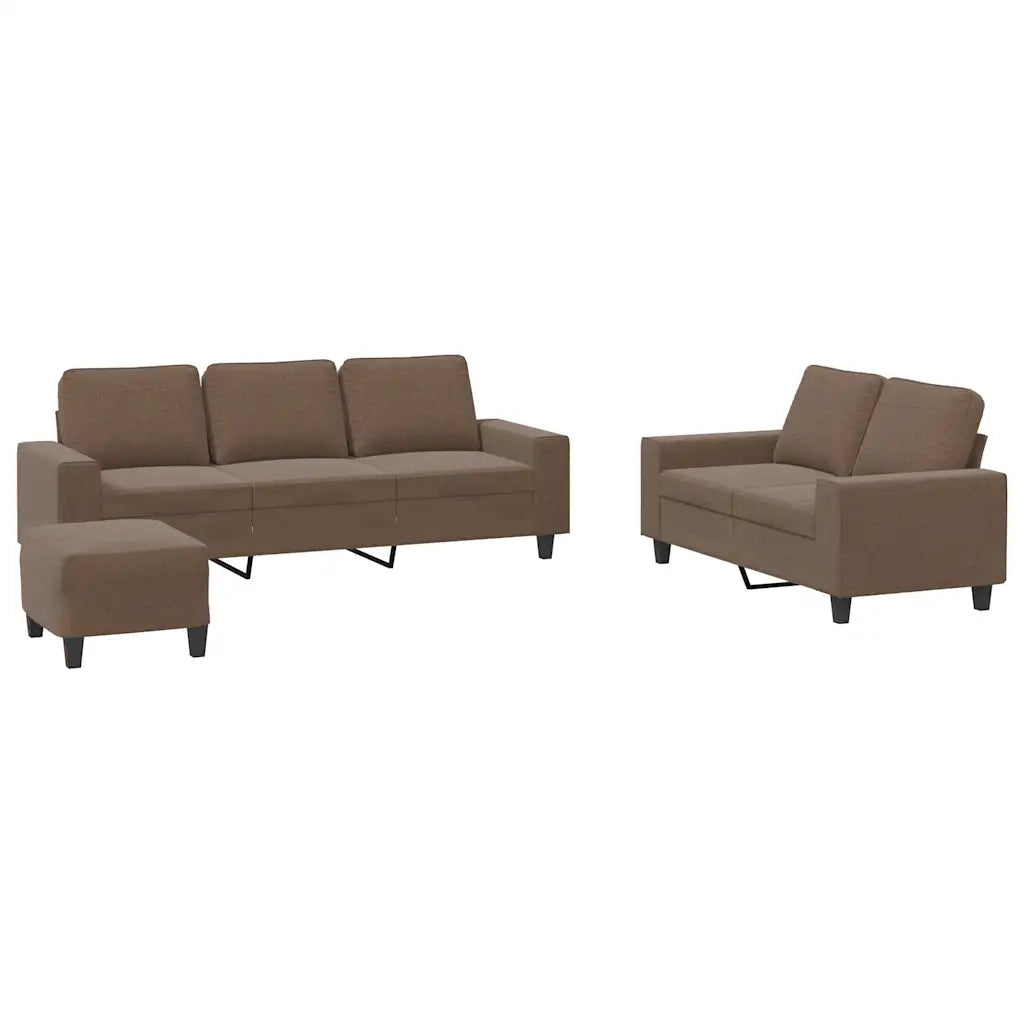 Set di Divani 3 pz Marrone in Tessuto 3201909
