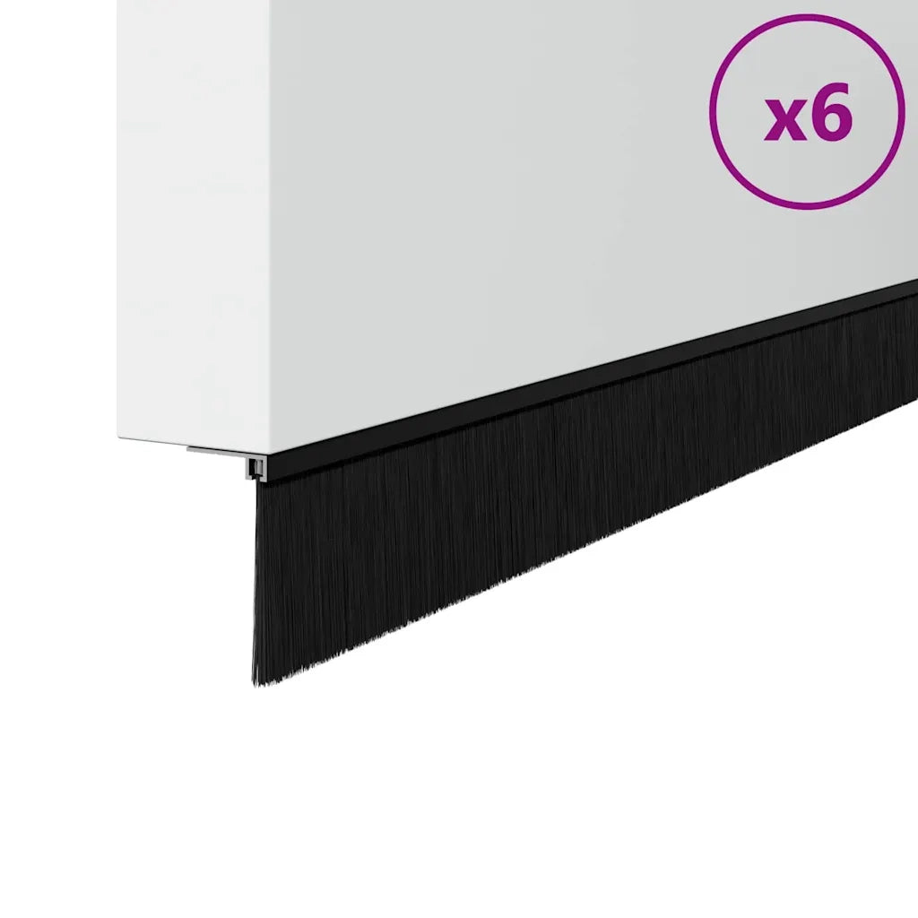 Spazzole per porte a vite 6 pz Nero 100 cm Lega di alluminio CFW2701145