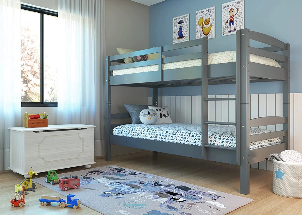 LETTO A CASTELLO LAVIUS DIVISIBILE IN 2 LETTI SINGOLI 90X200 PINO TINTO GRIGIO
