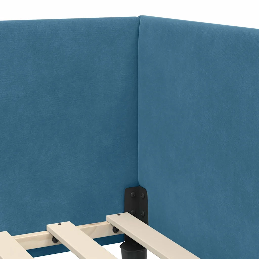Letto singolo | Letto per adulti | Cornice del letto ad angolo Blu 100 cm x 200 cm Velluto