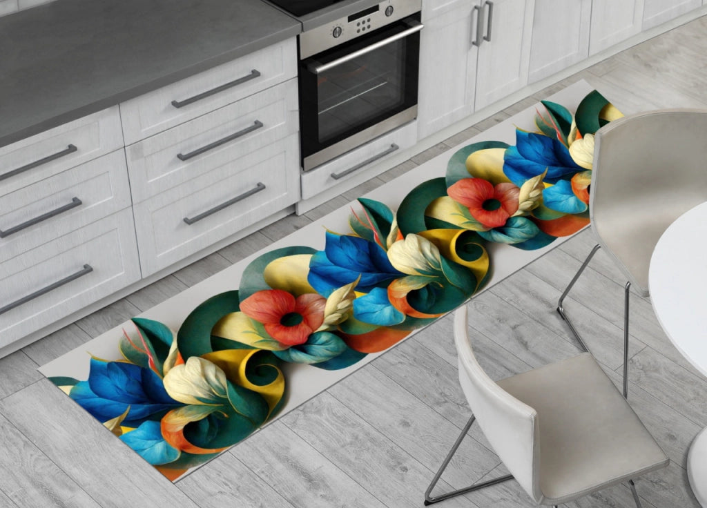 Tappeto Passatoia Cucina Antiscivolo Sottolavello Disegno Fiordaliso - 50x320 - Fiordaliso