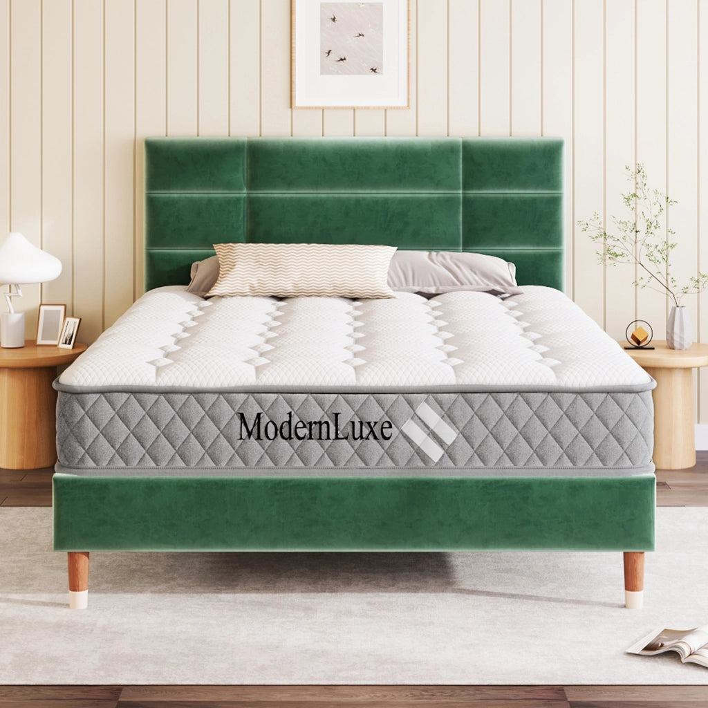 letto imbottito velluto verde 140 x 200 cm