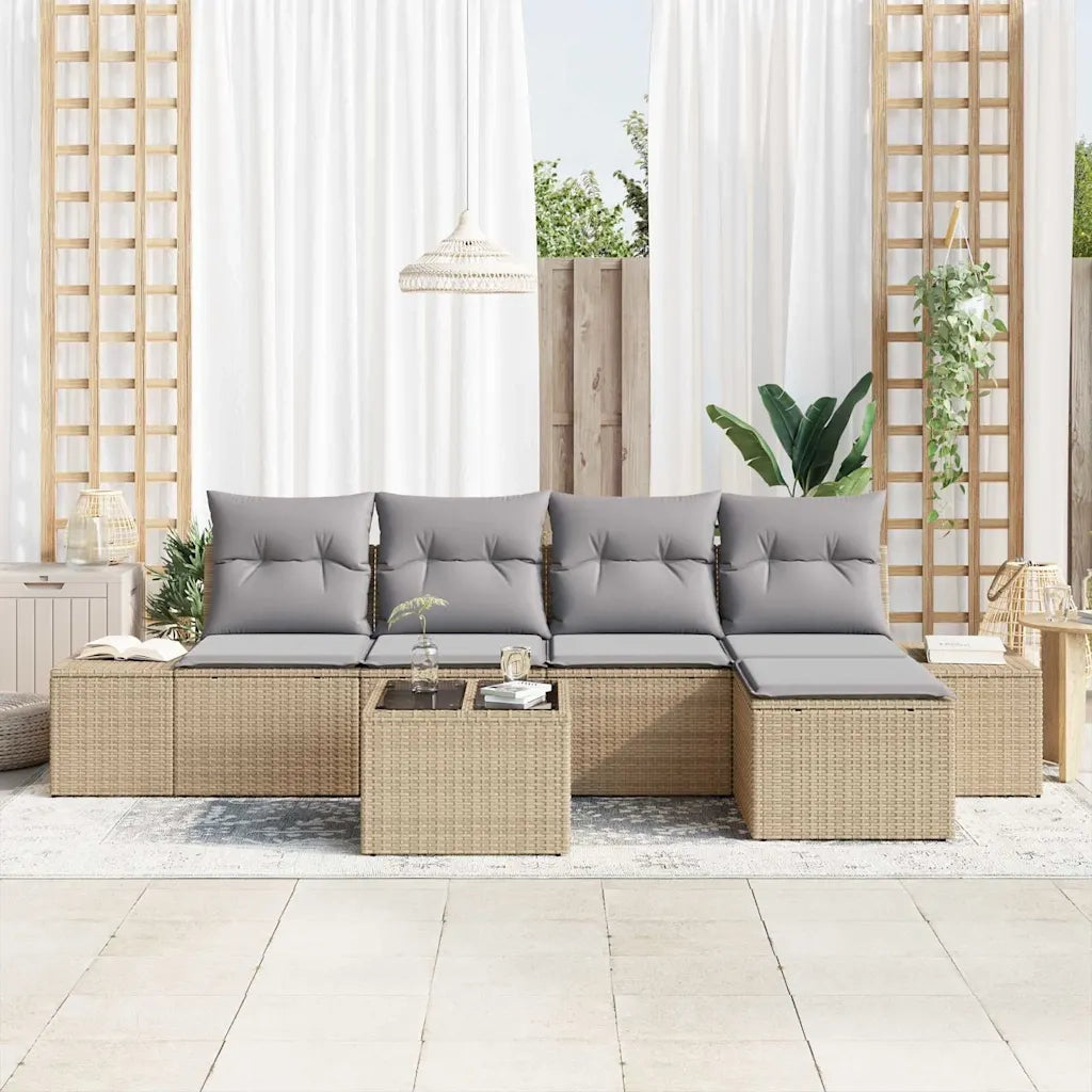 Set Divano da Giardino 5 pcs Beige e Grigio Chiaro polyrattan