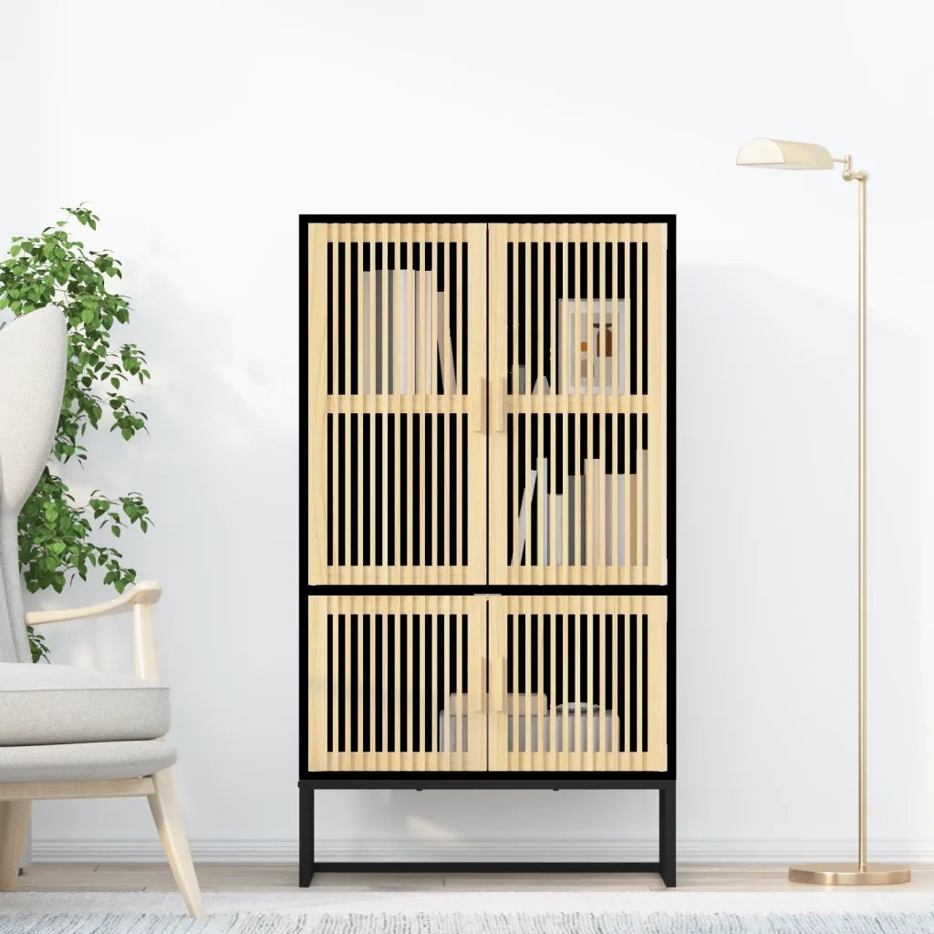 Credenza Nera 70x35x125 cm in Legno Multistrato 352140