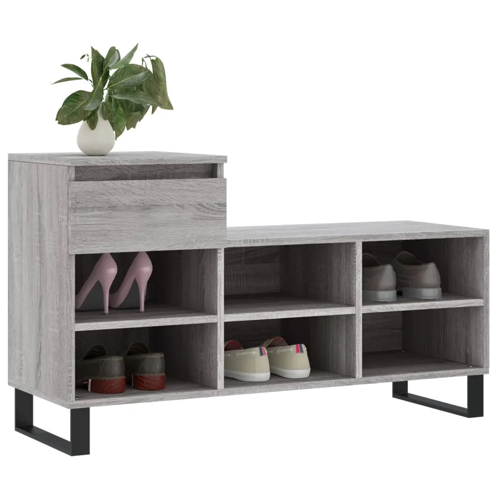 Scarpiera Grigio Sonoma 102x36x60 cm in Legno Multistrato 831378
