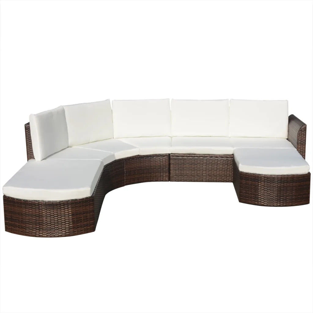 Set Divani da Giardino 4 pz con Cuscini in Polyrattan Marrone 43298