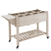 Fioriera da Esterno a 8 Sezioni 123x54x87 cm con Ripiano Laterale e Mensola in Legno di Abete Legno