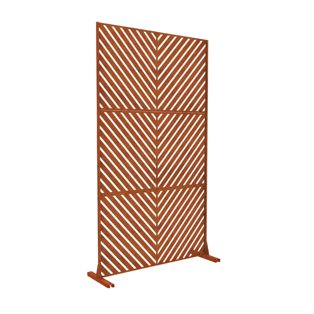 Pannello Divisorio Kekan con Struttura Decorativa in Acciaio Corten 180 x 90 cm - Marrone Ossidato casa.pro