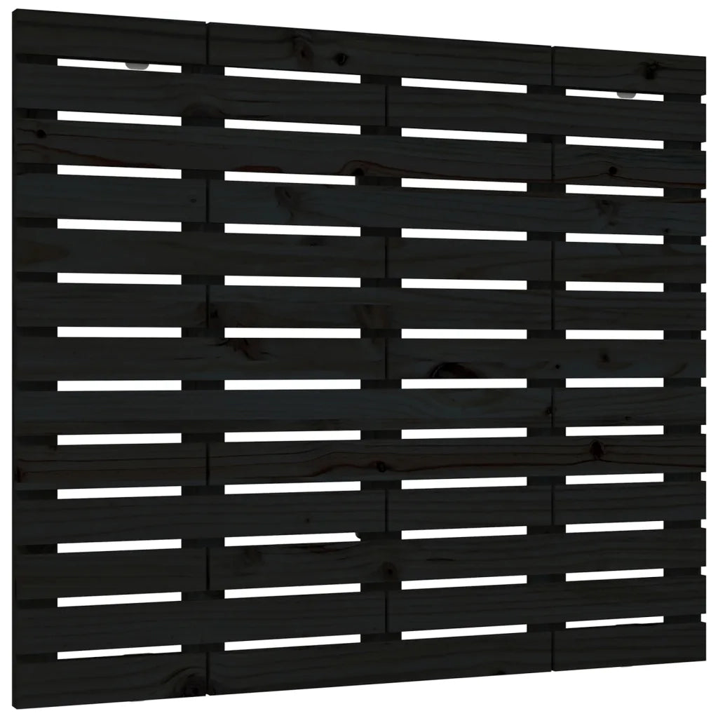 Testiera | Testata da Parete Nera 126x3x91,5cm in Legno Massello di Pino