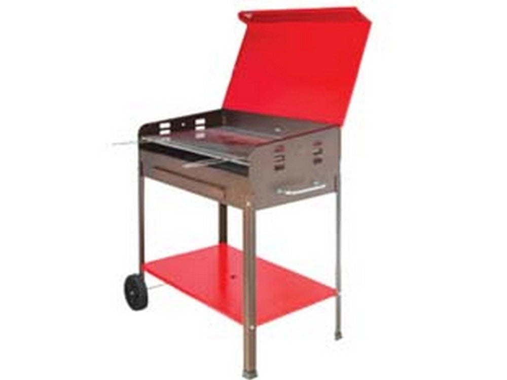1pz barbecue rettangolare a carbonella "etna" con ruote - bracere cm.50x80 cod:ferx.fer254328