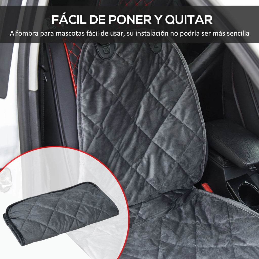 Coprisedile Anteriore Auto per Cani ¨C Xylo ¨C Antiscivolo con Ancoraggio 105x46 cm Grigio