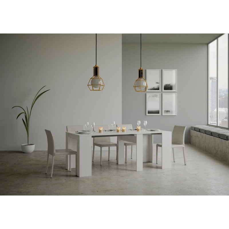Consolle allungabile 90x40/308 cm Basic - Bianco Frassino