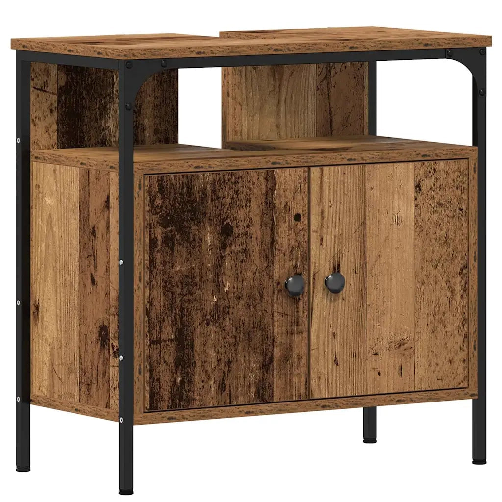 Set di mobili per il bagno con lo scaffale 4 pcs Legno vecchio 3332601