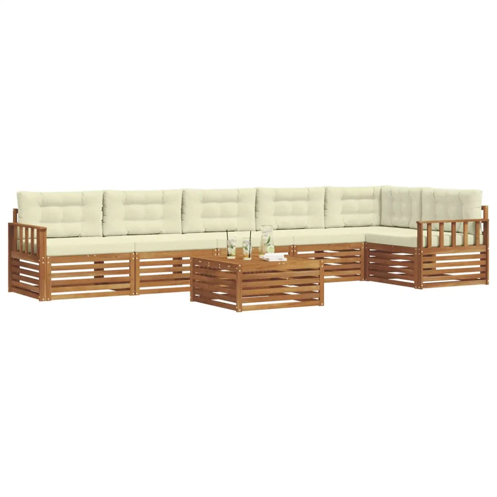 Set di divani da esterno con cuscino 7 pcs Naturale e Crema 3373570