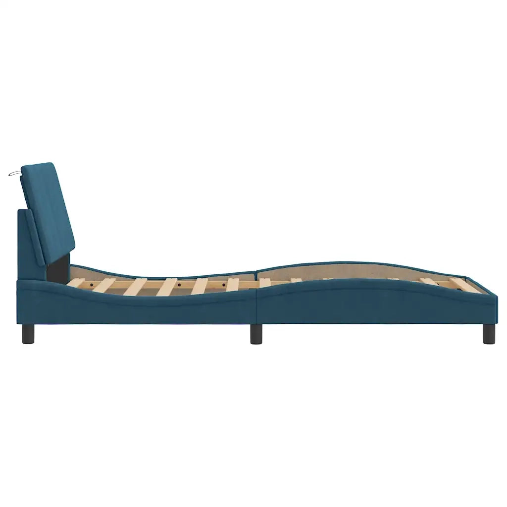 Giroletto con LED senza Materasso-Struttura Letto con LED Hanko Blu 80x200 cm in Velluto