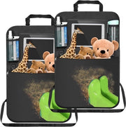 Protezione per il divano posteriore per auto e bambini - organizzatore per auto con protezione tablet - protezione per divano posteriore - protezione kick-mat - 2 pezzi (nero) Organizzatore per auto