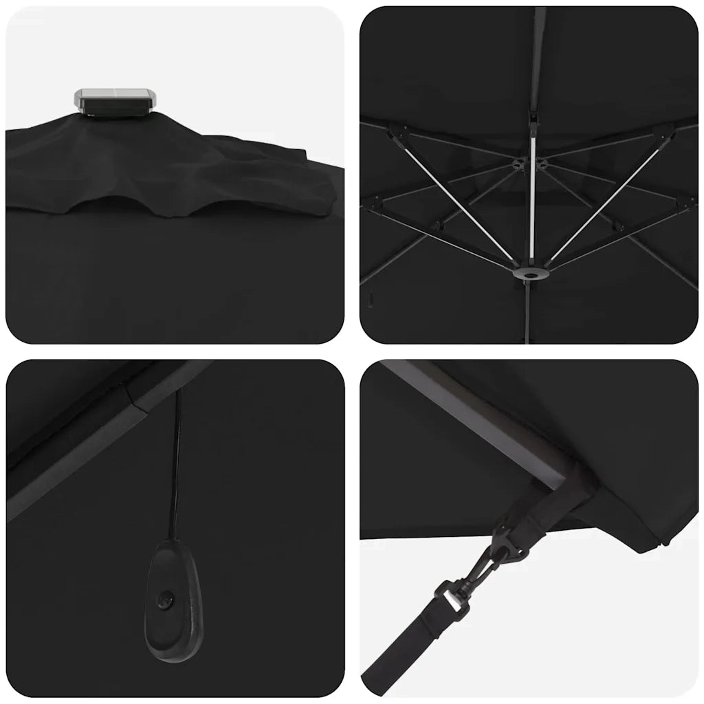 Ombrellone-Ombrello da giardino Nero 286 x 284 x 270 cm Alluminio e Poliestere