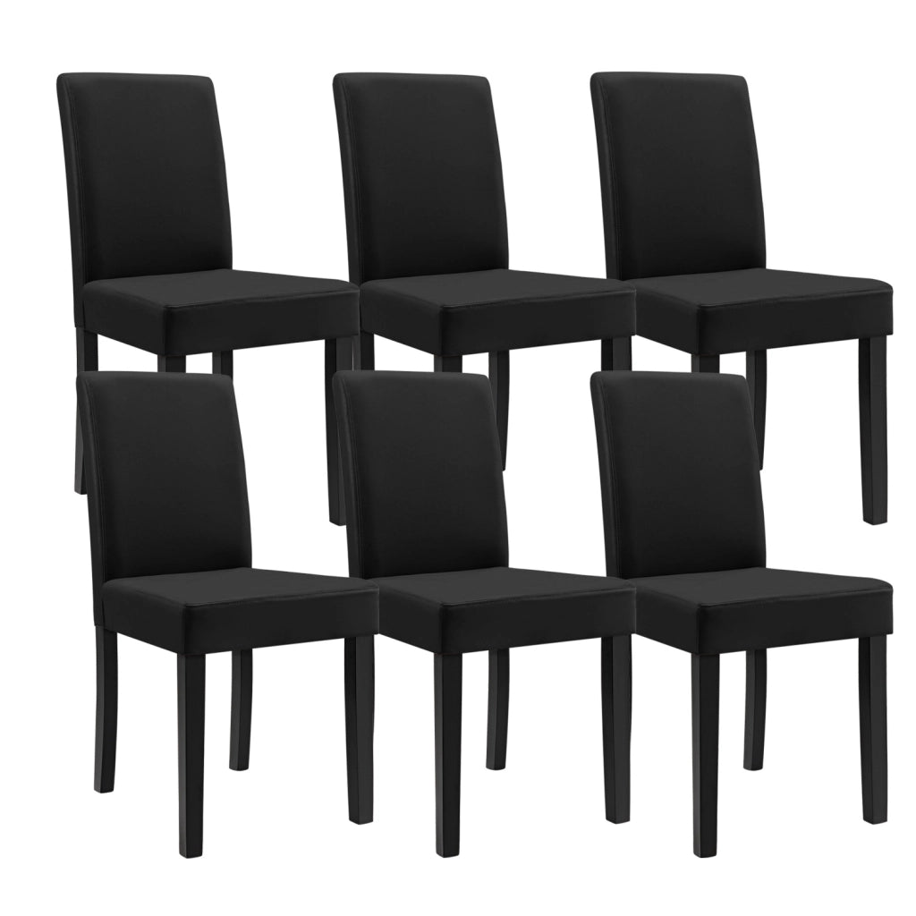 Set Pranzo con Tavolo 140x90 cm e 6 Sedie in Similpelle - Effetto Rovere Bianco / Nero [en.casa]