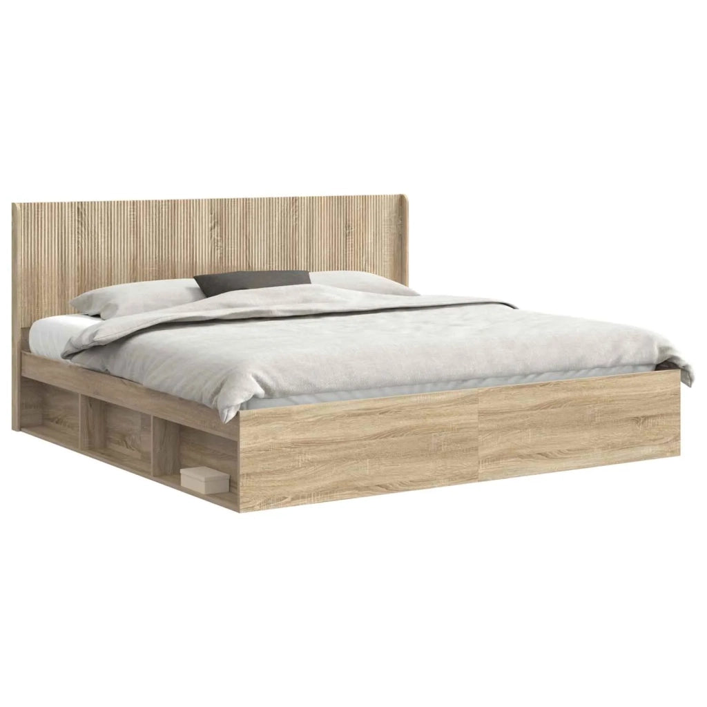 Struttura del letto con stoccaggio e testata Rovere Sonoma 3413815
