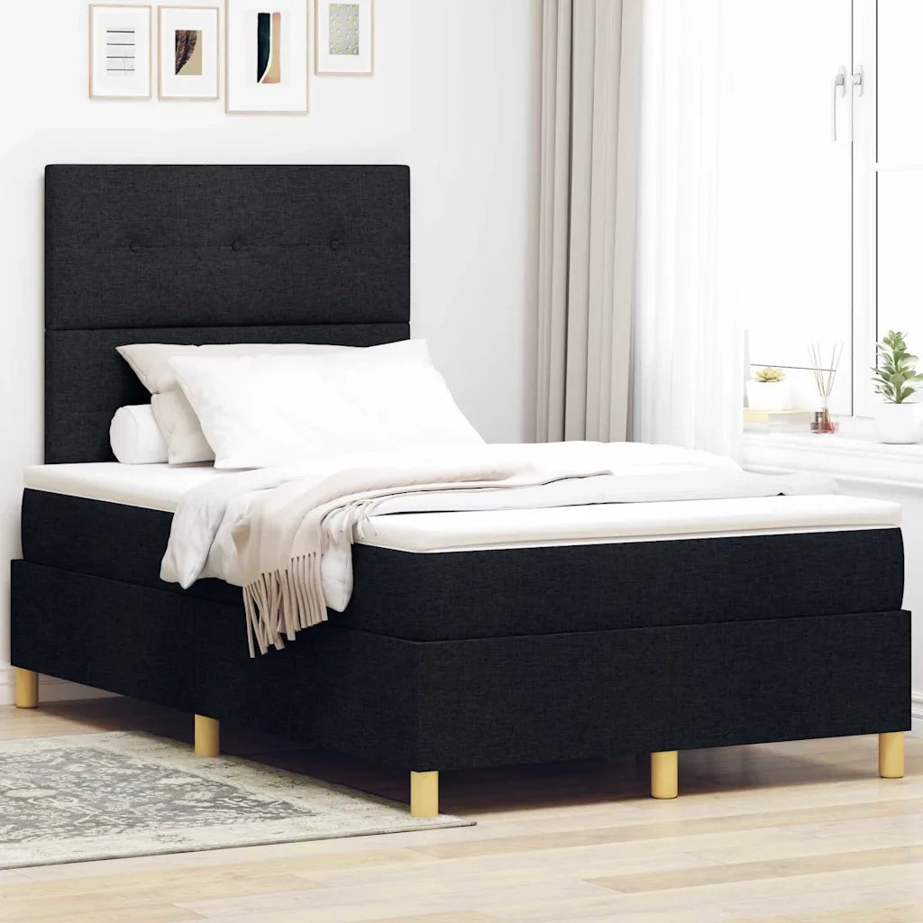 Letto a Sorgente LED con materasso Nero 120 x 200 cm Tessuto