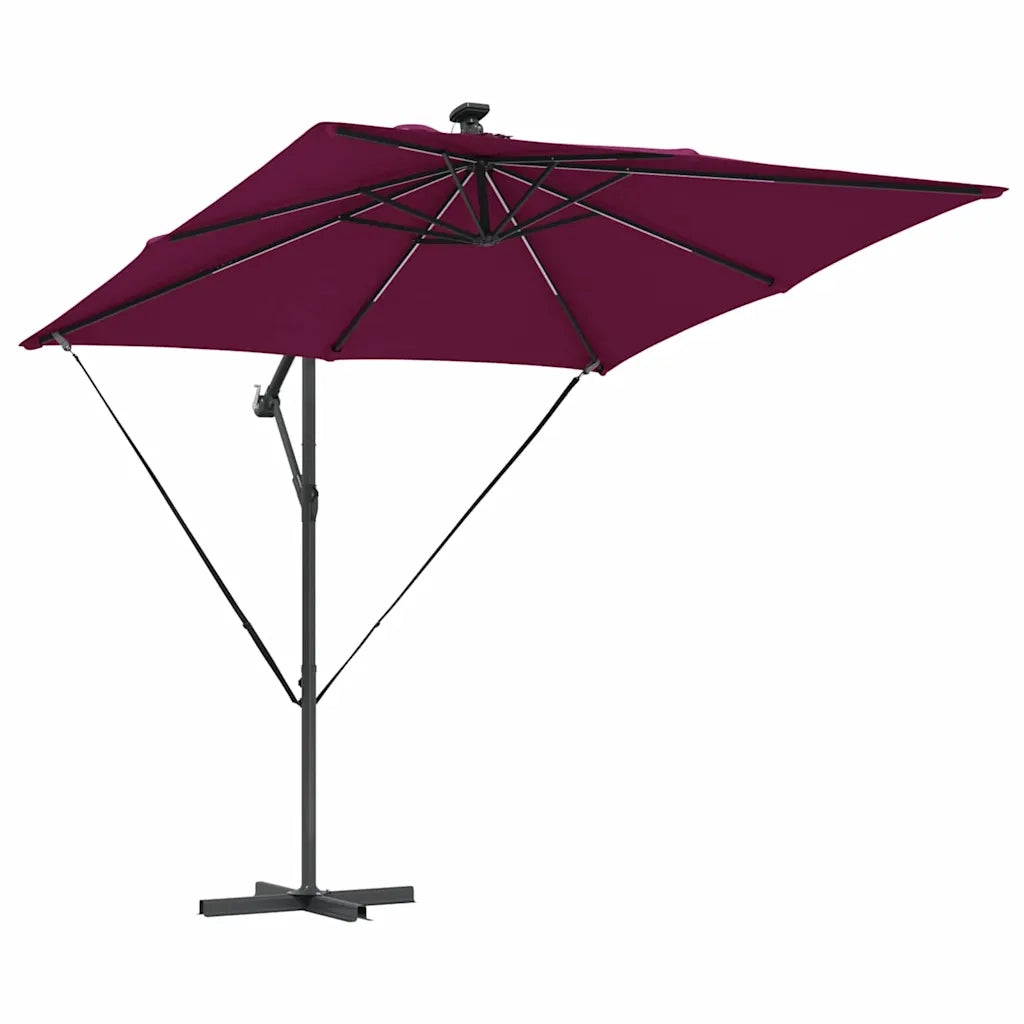 Ombrellone con strisce LED Rosso Bordeaux 249 x 249 x 250 cm 42003405