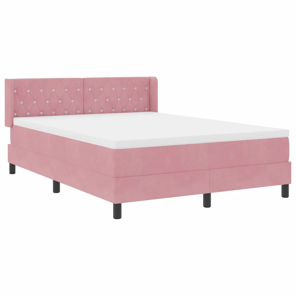 Letto a molle con materasso Rosa 200 x 140 cm Poliestere