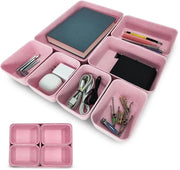 Organizzatore di carreggiata per auto, set di 7, tessuto in poliestere, 3 misure per carreggiata auto, organizzatore per accessori di ufficio, tavolo da toeletta, camera da letto (rosa)