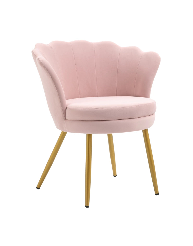 Poltrona Conchiglia Camera da Letto in Velluto Design Moderno Maddina RosaCipria