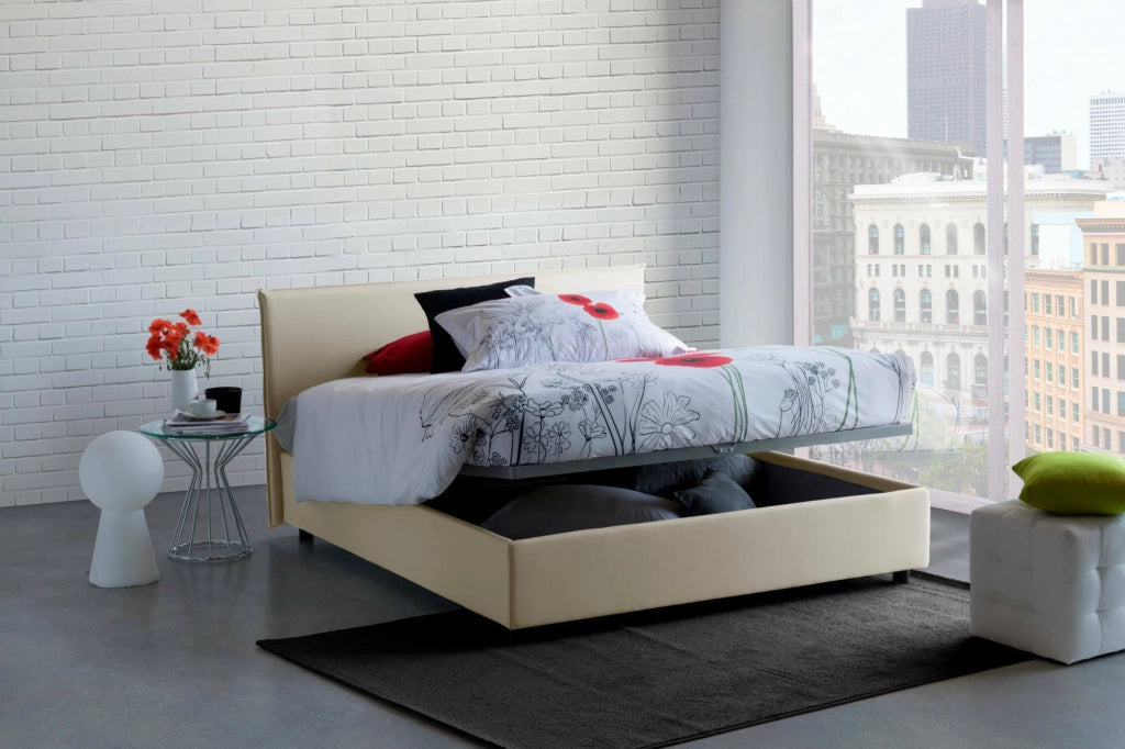 Letto Matrimoniale Anassimene, Letto Matrimoniale Materasso Incluso Made in Italy, Beige
