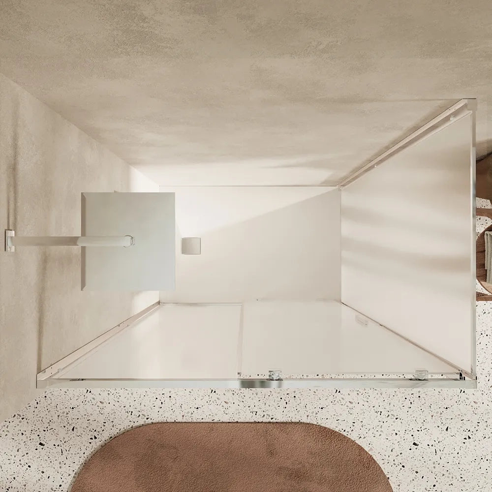 Box doccia slim 90x130cm con porta scorrevole e parete fissa profili cromati e vetro 6mm opaco h190| Portofino