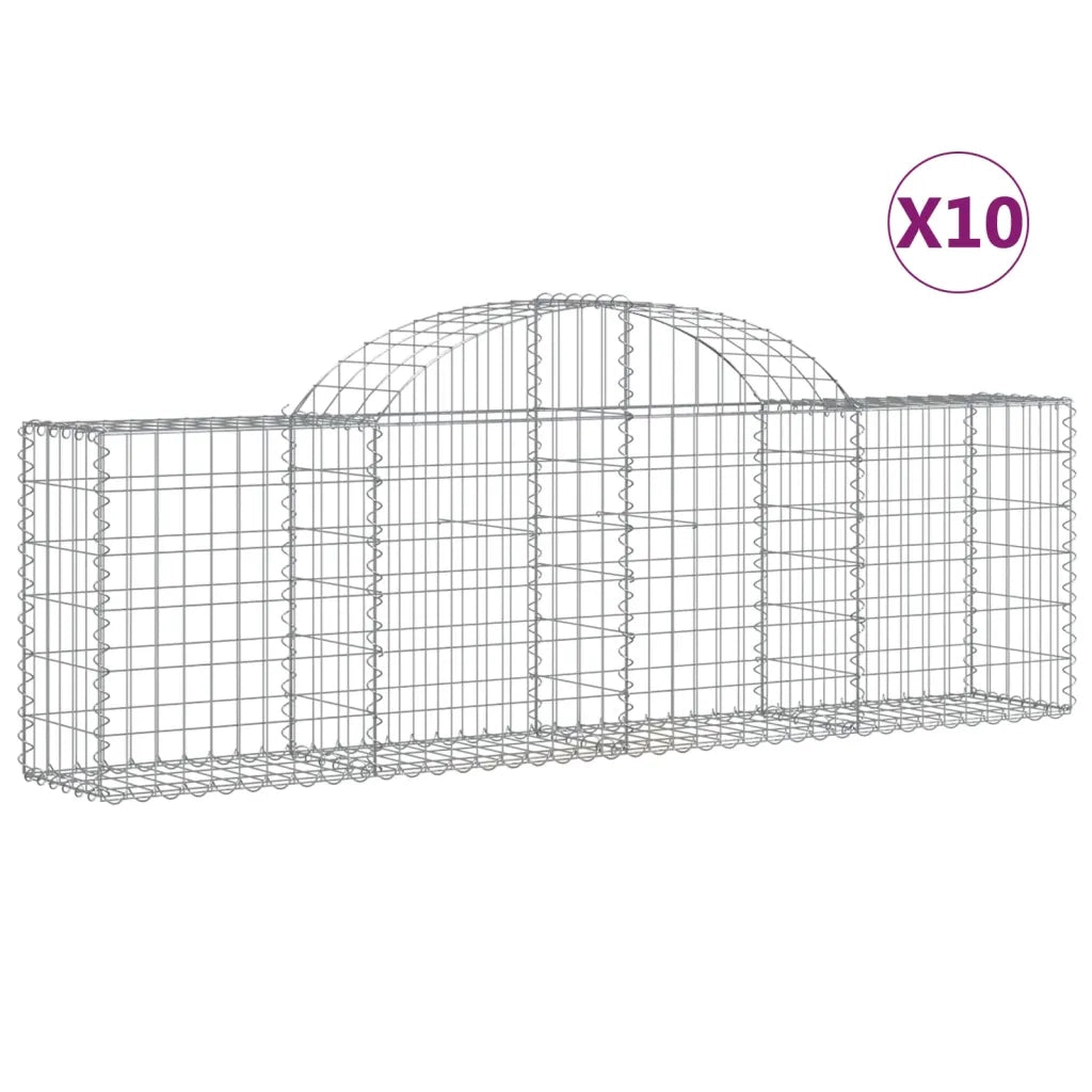 Cesti Gabbioni ad Arco 10 pz 200x30x60/80 cm Ferro Zincato 3146076