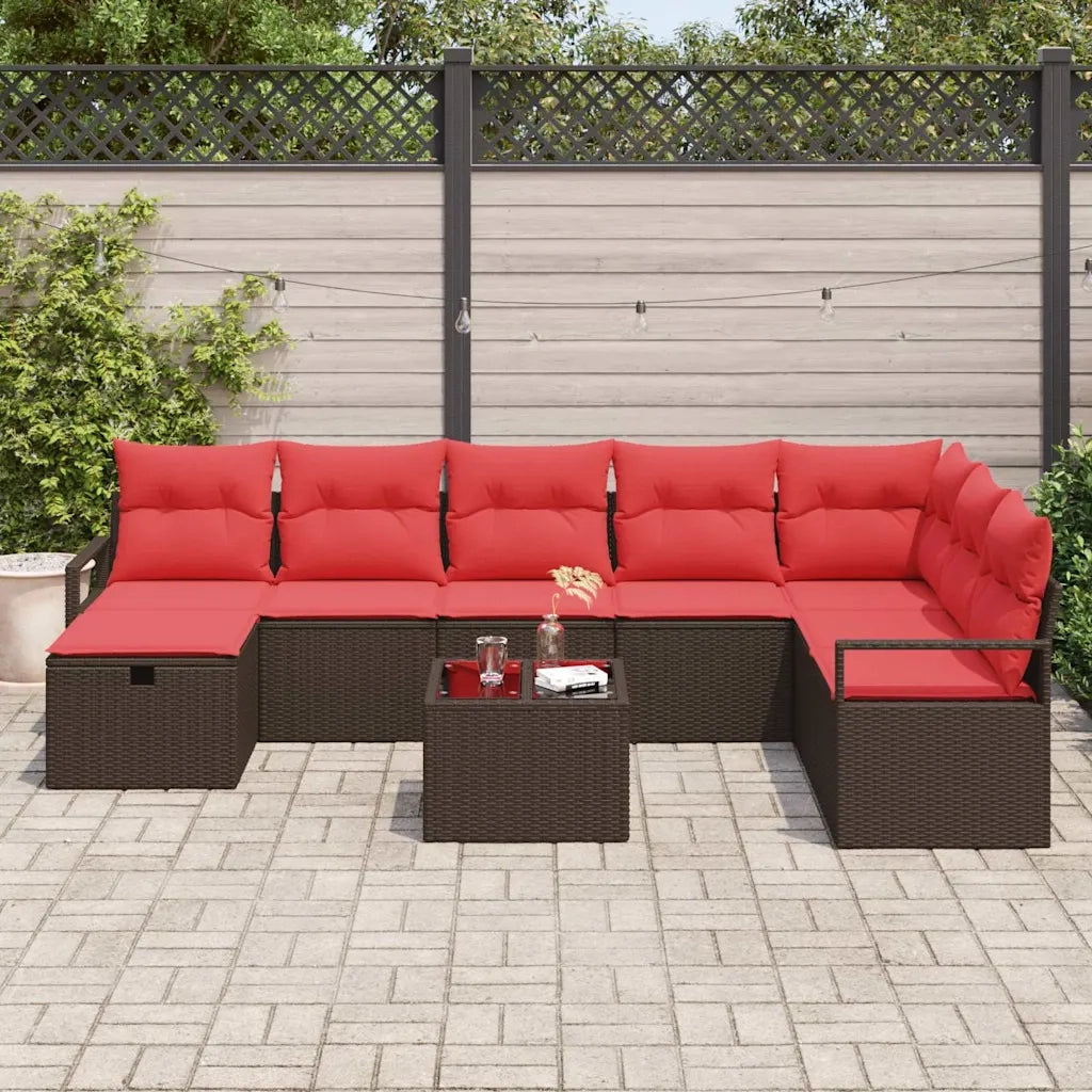 Set di divani con cuscino con archiviazione Marrone polyrattan 3359243