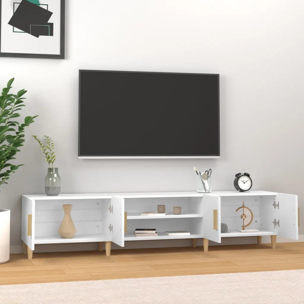 Mobile TV Bianco 180x31,5x40 cm in Legno Massello di Argilla 816256