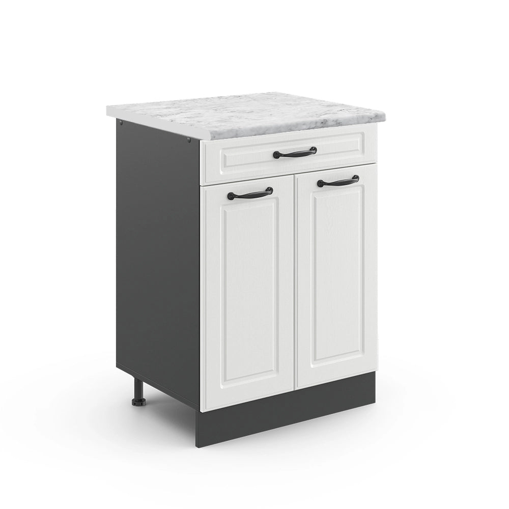 Vicco Mobiletto base per cucina Bianco casa di campagna 60 cm , PL Marmo
