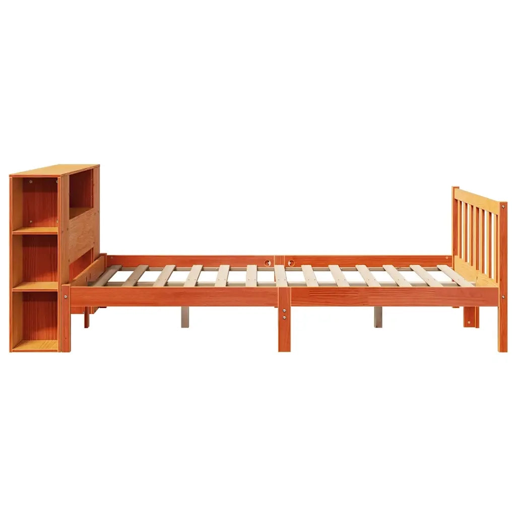 Letto Libreria senza Materasso Marrone Cera 140x200 cm in Pino 3321671