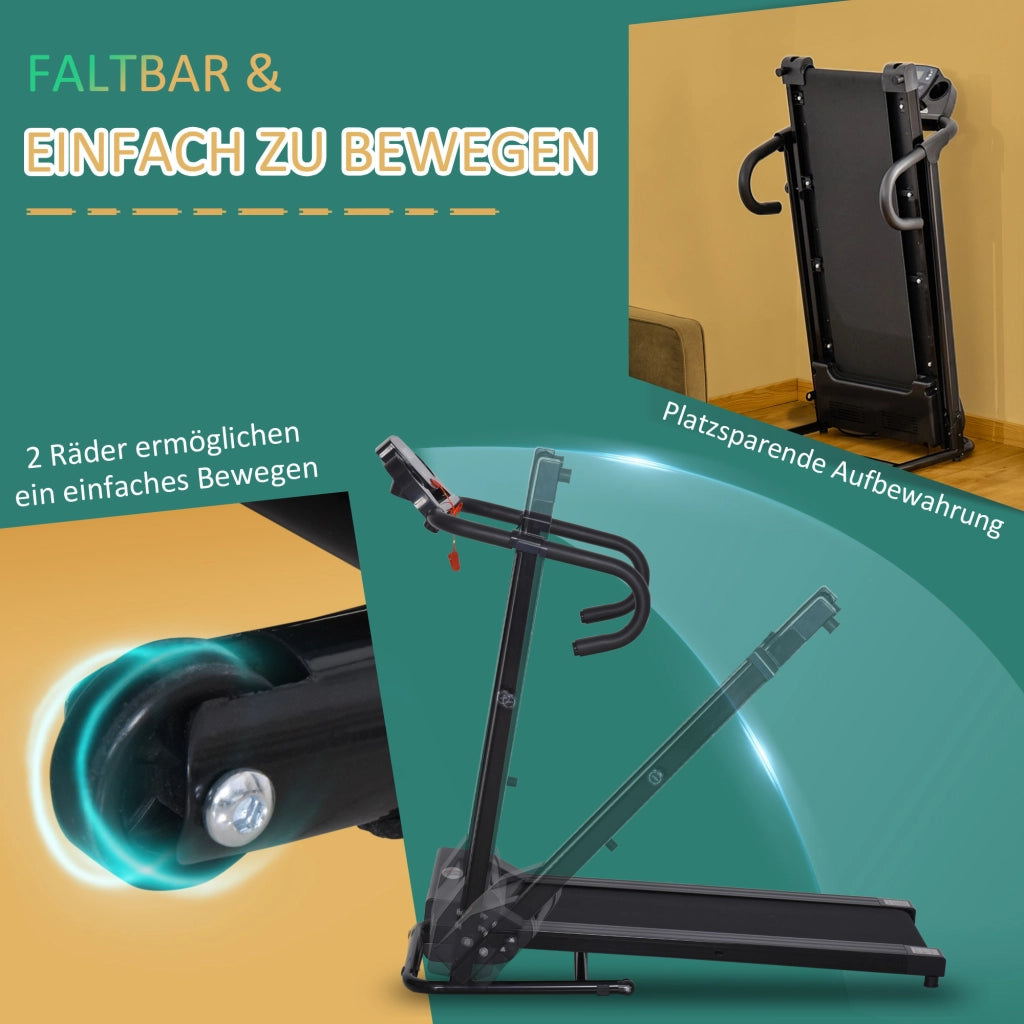 Tapis Roulant Elettrico Pieghevole ¨C Xylo ¨C LCD Display, 0,8-10 km/h, 500W, 123x62x117cm, Nero