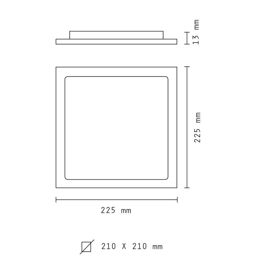 Pannello led slim da incasso quadrato 18w 4000K luce naturale