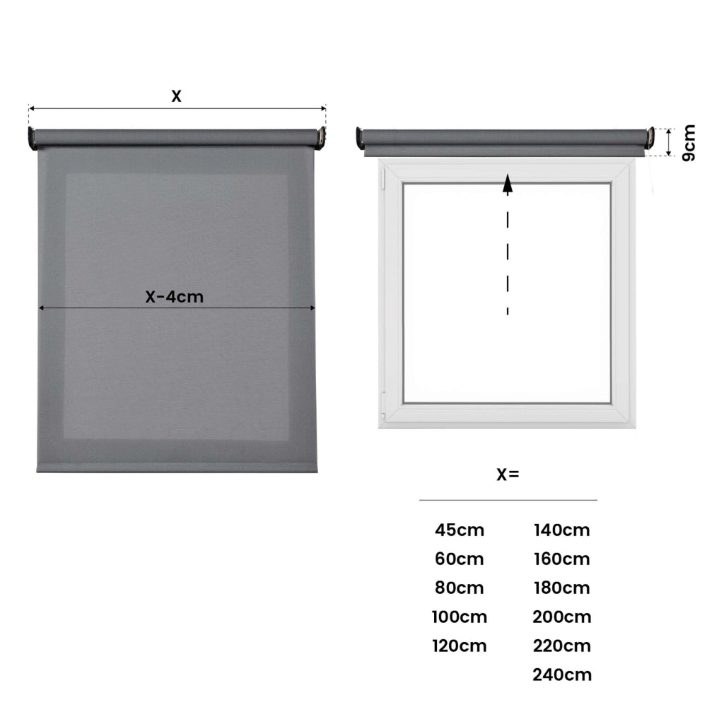 Tende a Rullo Motorizzate Screen Premium con finiture in alluminio Tessuto Tecnico con Motore e Telecomando  Grigio Scuro 200x250 cm