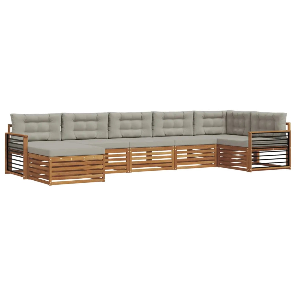 Set divani con cuscino 7 pcs Grigio Naturale e Chiaro 3373831