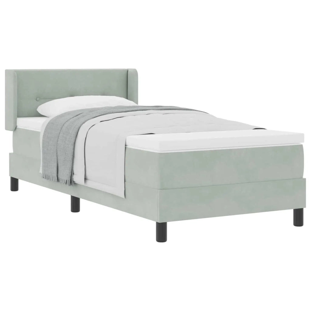 Letto a molle con testiera Grigio chiaro 200 x 90 cm Poliestere