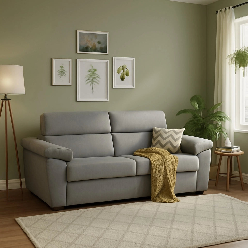 Seui, Divano Letto 2 Posti Sfoderabile Made in Italy, 185x95 cm Grigio
