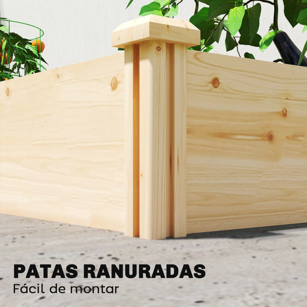Giardino Urbano Elevato in Legno con Divisore e Base Aperta ¨C zephmum ¨C 235x121x26 cm Naturale