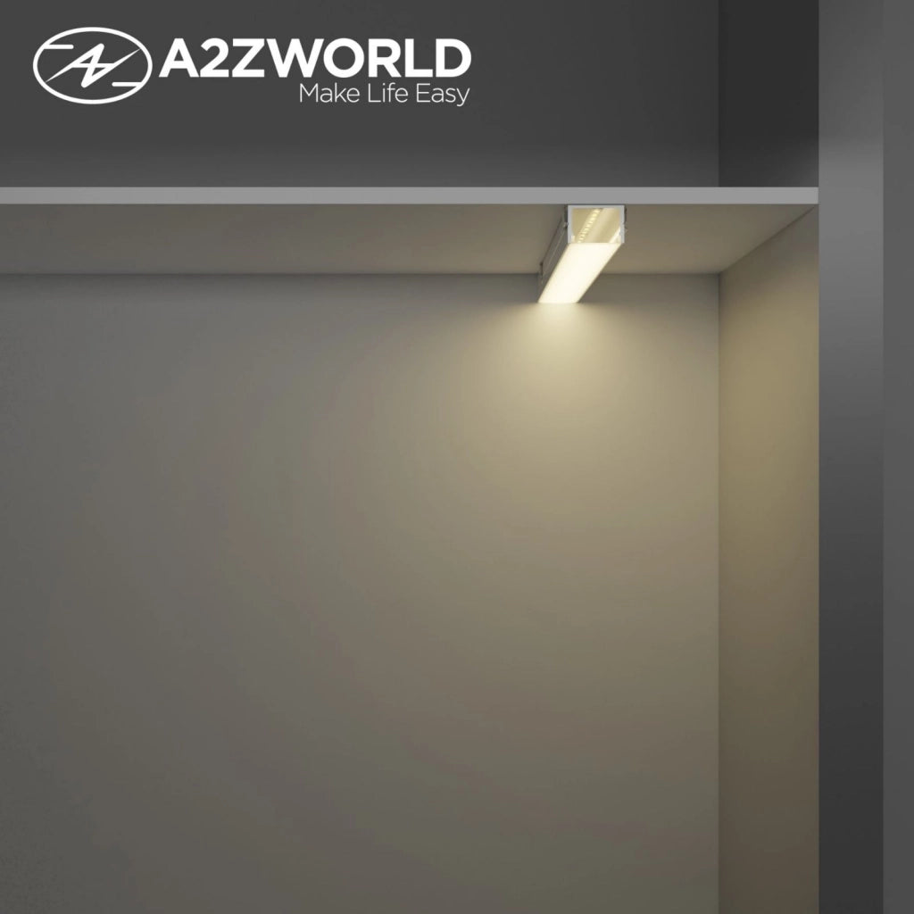 Kit Profilo Alluminio Completo Da 2 Metri Per Striscia Led, Alta, Dimensione 19.3X13mm, Larghezza Interna 15mm, 135g/m, Copertura Opale, Tappi Chiusura e Clip Fissaggio Incluso