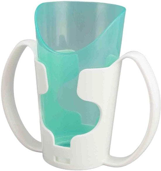 Bicchiere per liquidi con bordo incurvato - Bicchiere per anziani - Bicchiere trasparente - Bicchiere per liquidi orali - Adatto per disfagia - Ideale per pazienti con problemi di deglutizione - Bicchiere assistito