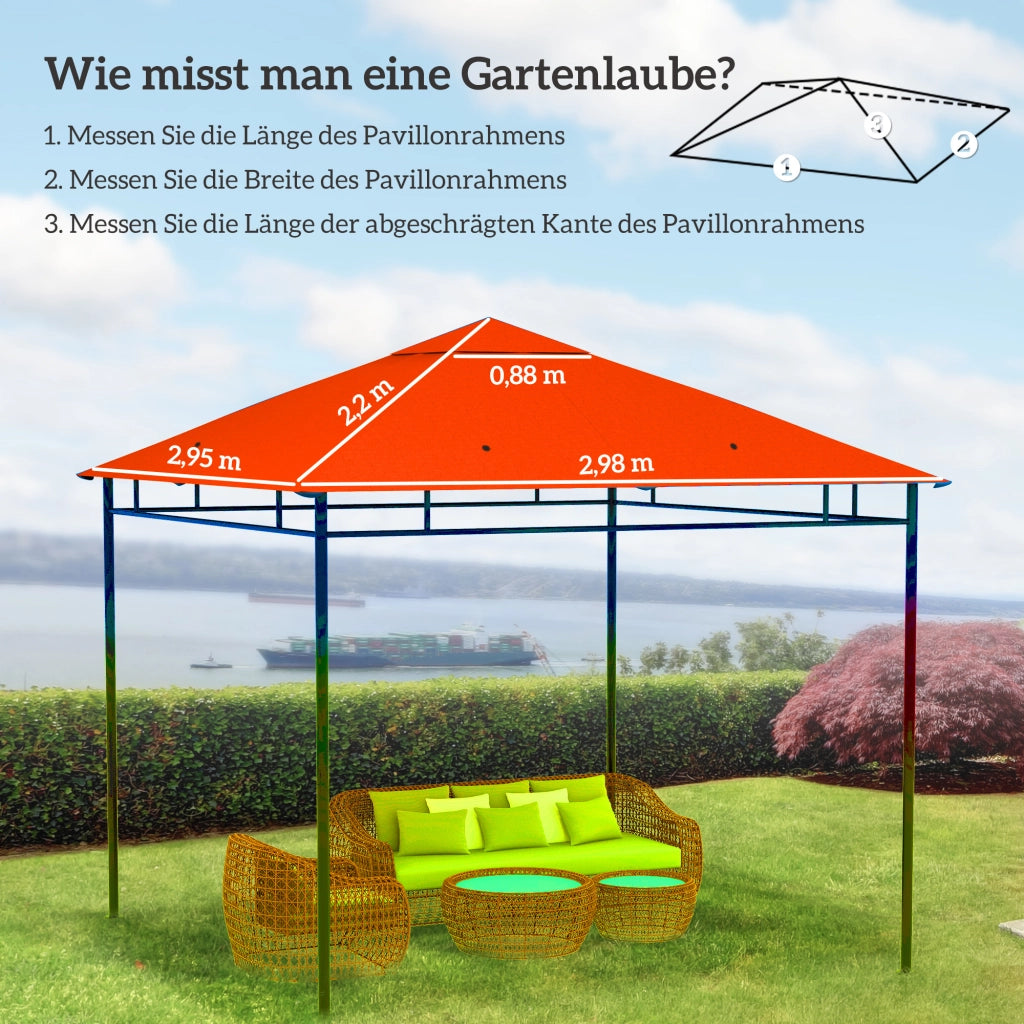 Tetto sostitutivo per gazebo da giardino ¨C Minimal ¨C Poliestere, 2.98x2.95 m, arancione