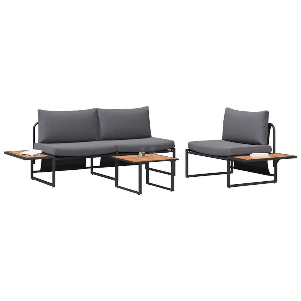 Set da Pranzo per Giardino 3 pz | Set Salotto da Giardino Antracite Acciaio