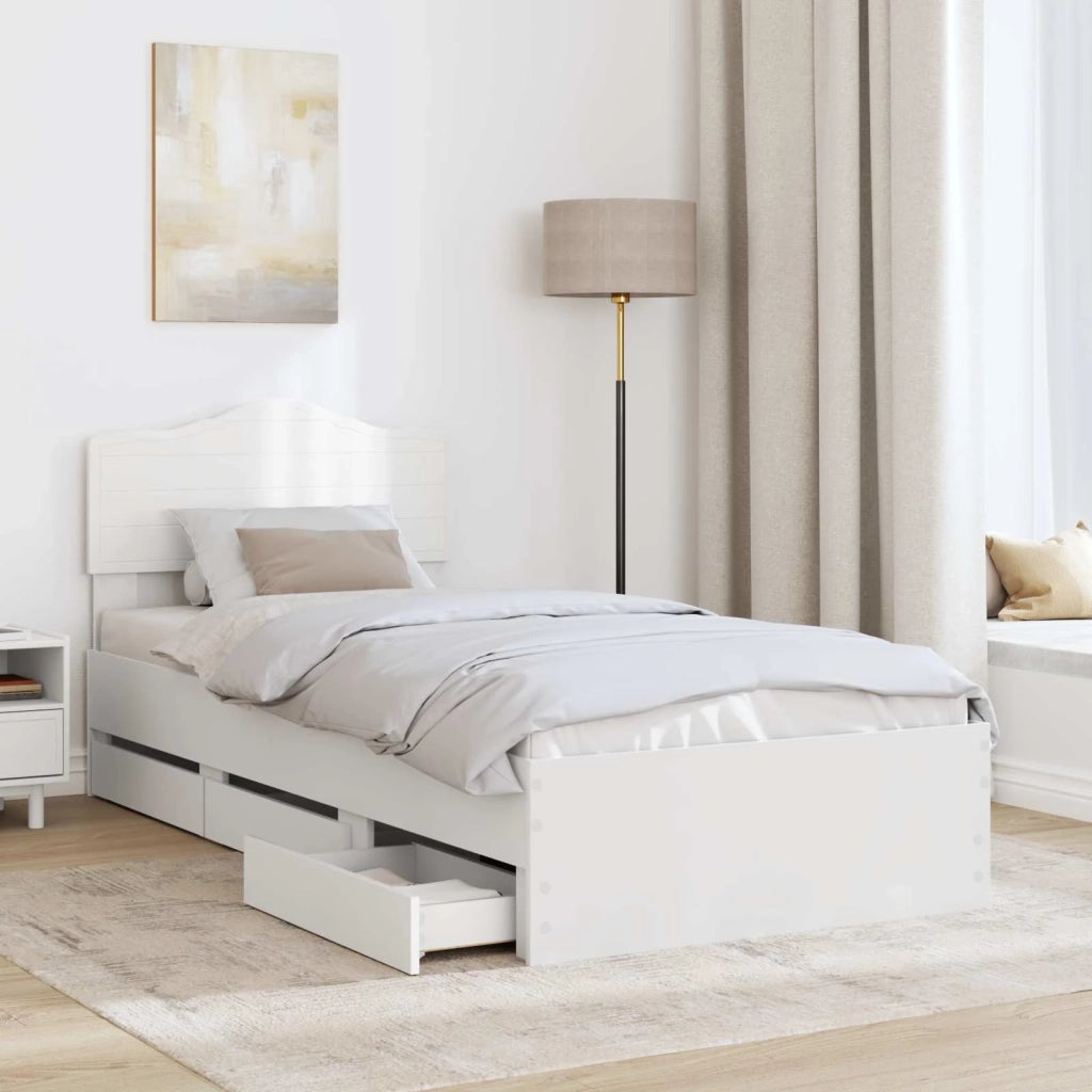 Letto singolo | Letto per adulti | Struttura del letto Bianco 100 x 200 cm Legno Ingegnerizzato