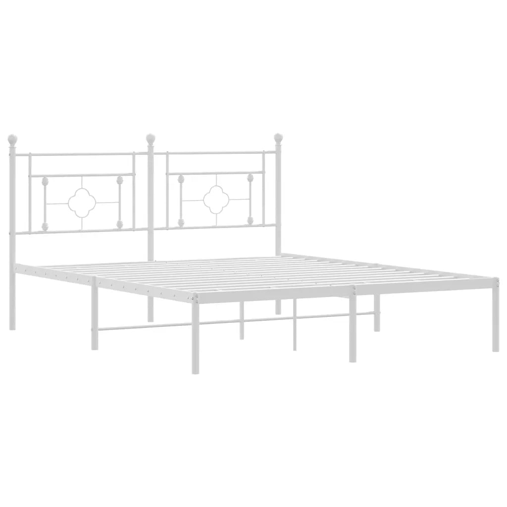 Giroletto con Testiera Metallo Bianco 150x200 cm 374390