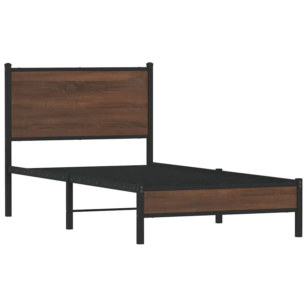 Giroletto senza Materasso-Struttura Letto in Metallo Rovere Marrone 80x200 cm 432626