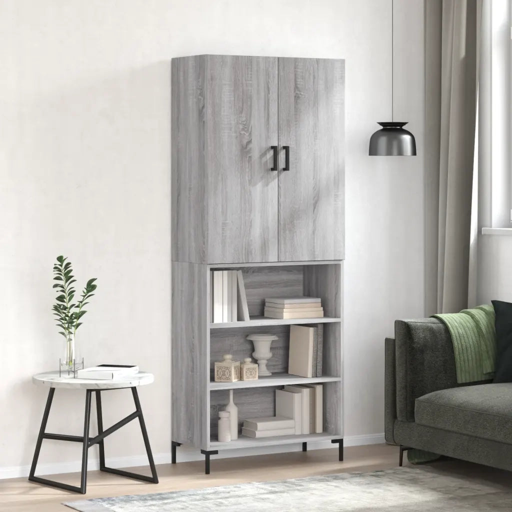 Credenza | Madia | Buffet da pranzo | Armadio da pranzo Grigio Sonoma 69,5x34x180 cm in Legno Multistrato